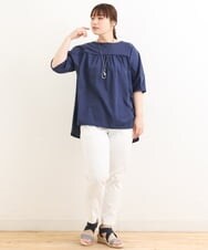 OLKFS18080 eur3(エウルキューブ) 【雑誌掲載】【大きいサイズ】バック切り替えジャージーカットソー ネイビー(57)(WEB限定カラー)