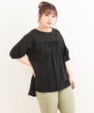 OLKFS18080 eur3(エウルキューブ) 【雑誌掲載】【大きいサイズ】バック切り替えジャージーカットソー ブラック(94)