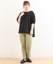OLKFS18080 eur3(エウルキューブ) 【雑誌掲載】【大きいサイズ】バック切り替えジャージーカットソー ブラック(94)