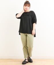 OLKFS18080 eur3(エウルキューブ) 【雑誌掲載】【大きいサイズ】バック切り替えジャージーカットソー ブラック(94)