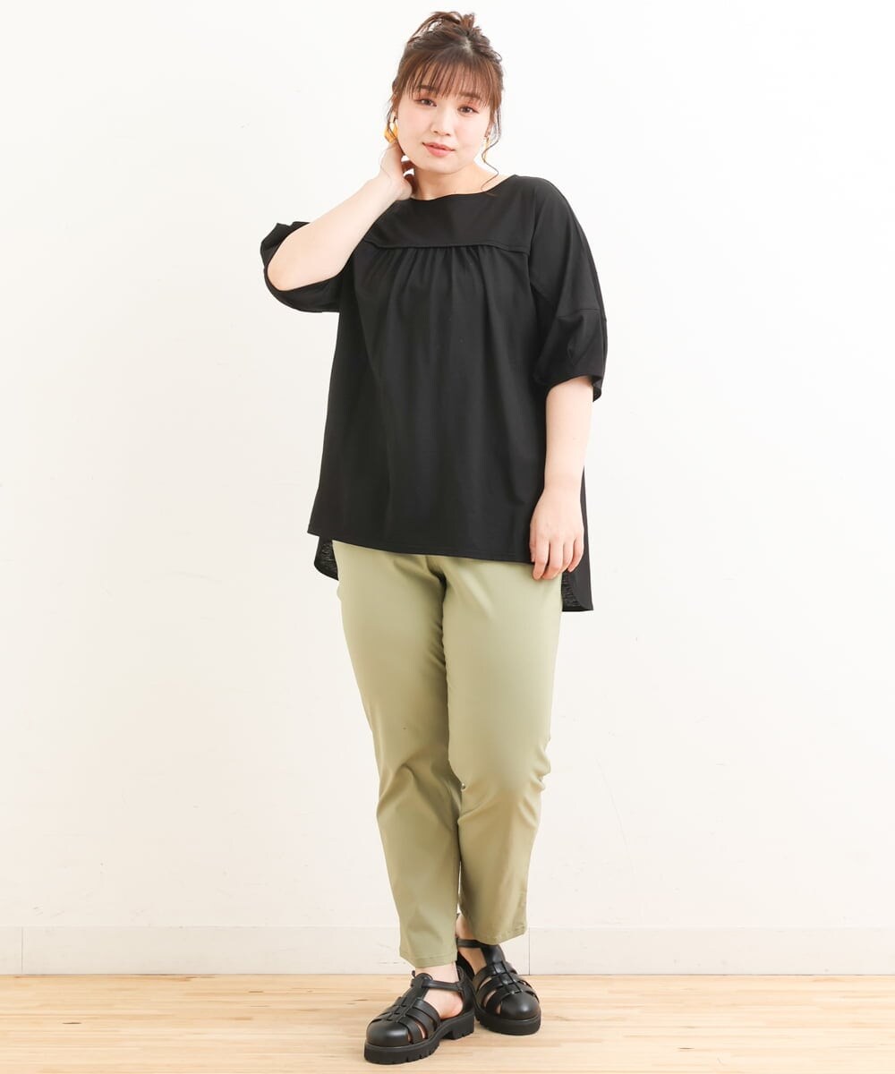 OLKFS18080 eur3(エウルキューブ) 【雑誌掲載】【大きいサイズ】バック切り替えジャージーカットソー ブラック(94)