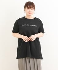 OLKFS25050 eur3(エウルキューブ) 【大きいサイズ】ロゴプリントカットソー ブラック(94)