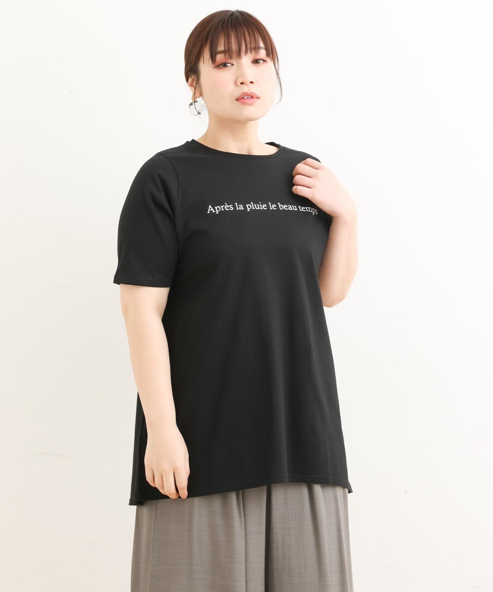 OLKFS25050 eur3(エウルキューブ) 【大きいサイズ】ロゴプリントカットソー ブラック(94)