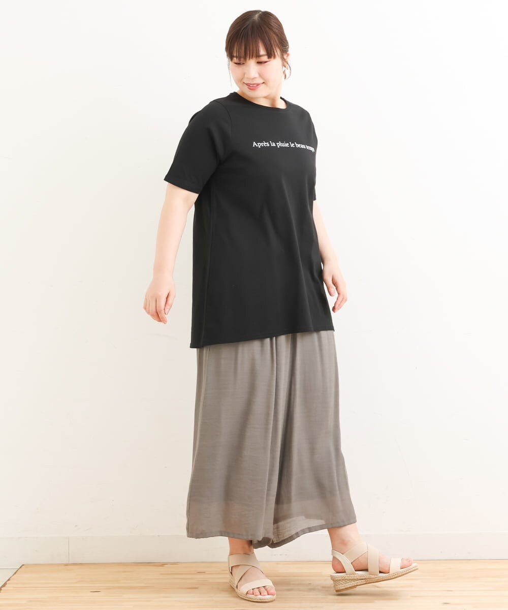 OLKFS25050 eur3(エウルキューブ) 【大きいサイズ】ロゴプリントカットソー ブラック(94)