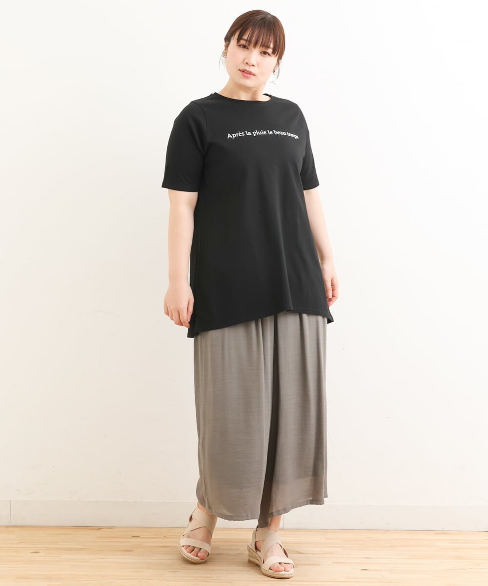 OLKFS25050 eur3(エウルキューブ) 【大きいサイズ】ロゴプリントカットソー ブラック(94)