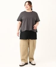 OLKFV30099 eur3(エウルキューブ) 【大きいサイズ/soso×eur3】Tシャツ×プリーツタンクトップセット ダークグレー(93)