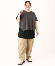 OLKFV30099 eur3(エウルキューブ) 【大きいサイズ/soso×eur3】Tシャツ×プリーツタンクトップセット ダークグレー(93)