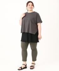 OLKFV30099 eur3(エウルキューブ) 【大きいサイズ/soso×eur3】Tシャツ×プリーツタンクトップセット ダークグレー(93)