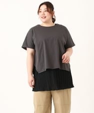 OLKFV30099 eur3(エウルキューブ) 【大きいサイズ/soso×eur3】Tシャツ×プリーツタンクトップセット ダークグレー(93)