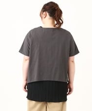 OLKFV30099 eur3(エウルキューブ) 【大きいサイズ/soso×eur3】Tシャツ×プリーツタンクトップセット ダークグレー(93)