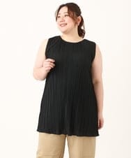 OLKFV30099 eur3(エウルキューブ) 【大きいサイズ/soso×eur3】Tシャツ×プリーツタンクトップセット ダークグレー(93)