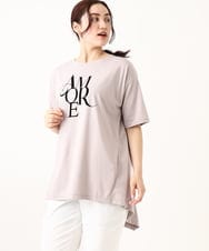 OLKFV33059 eur3(エウルキューブ) 【大きいサイズ】フロッキーロゴプリントTシャツ ベージュ(82)
