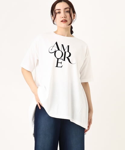 OLKFV33059 eur3 【大きいサイズ】フロッキーロゴプリントTシャツ