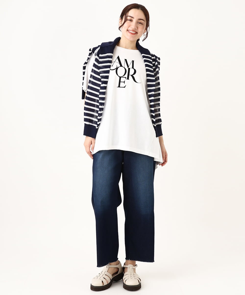 OLKFV33059 eur3(エウルキューブ) 【大きいサイズ】フロッキーロゴプリントTシャツ ホワイト(90)