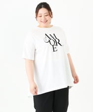 OLKFV33059 eur3(エウルキューブ) 【大きいサイズ】フロッキーロゴプリントTシャツ ホワイト(90)