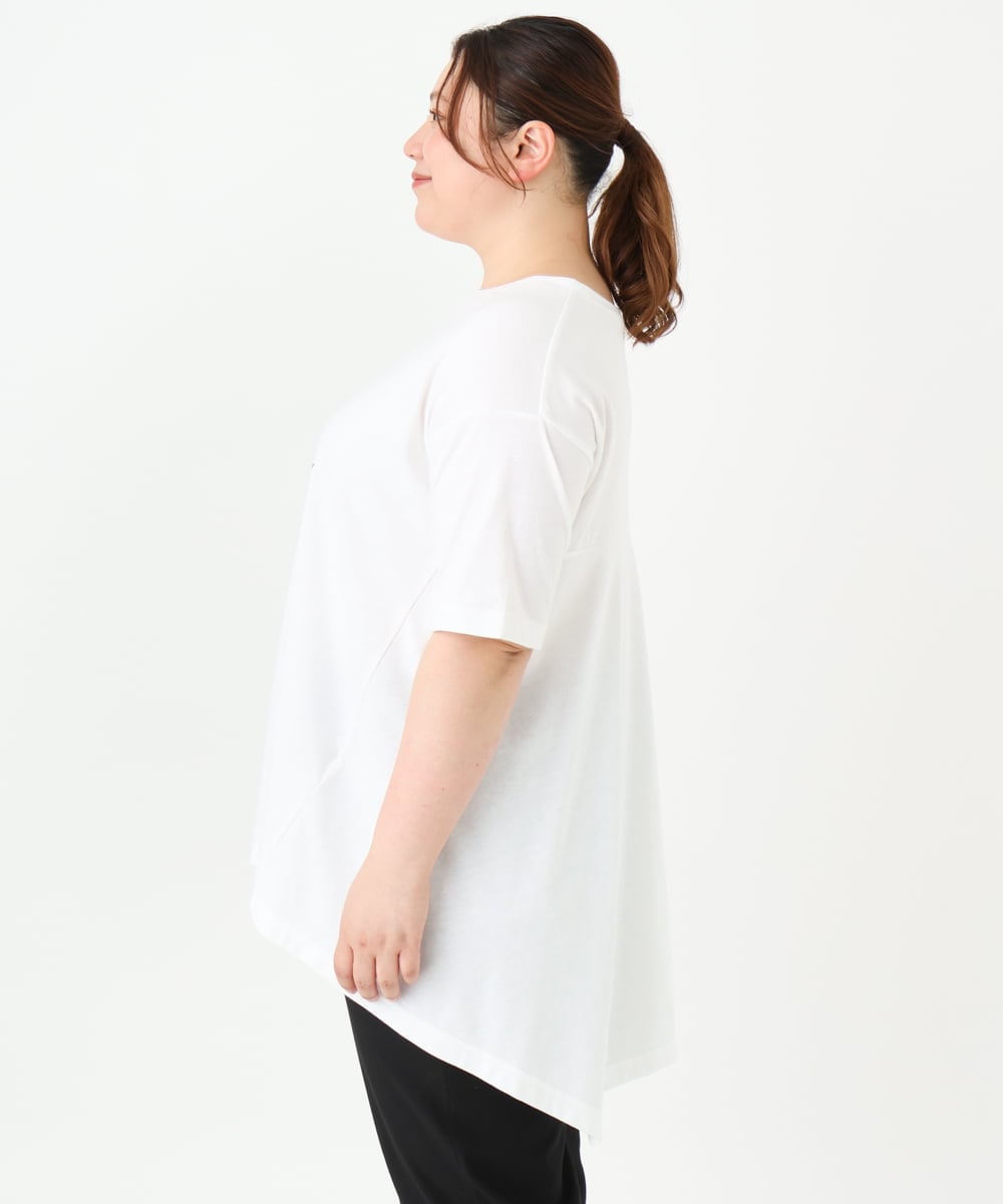 OLKFV33059 eur3(エウルキューブ) 【大きいサイズ】フロッキーロゴプリントTシャツ ホワイト(90)