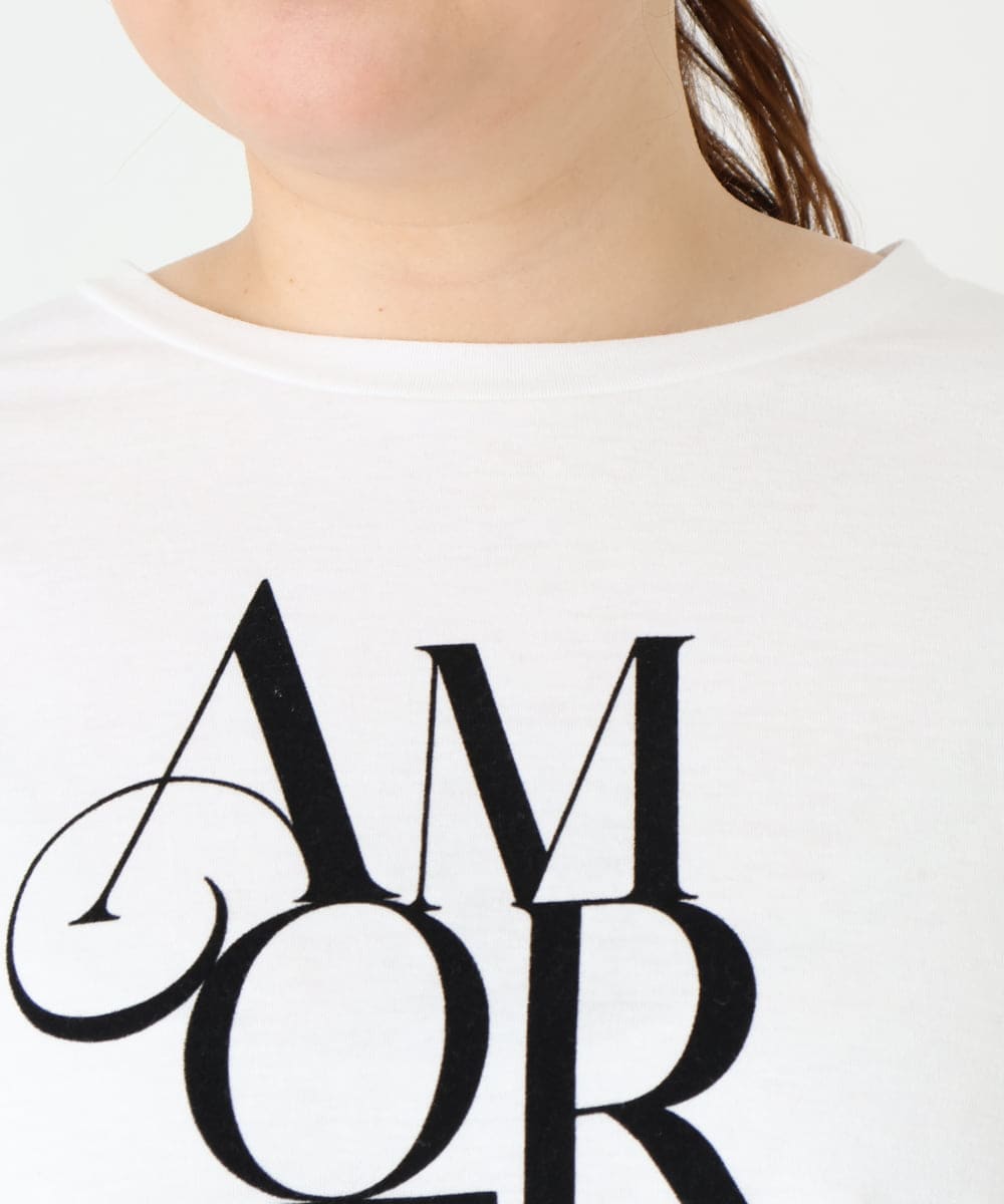 OLKFV33059 eur3(エウルキューブ) 【大きいサイズ】フロッキーロゴプリントTシャツ ホワイト(90)