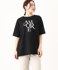 OLKFV33059 eur3(エウルキューブ) 【大きいサイズ】フロッキーロゴプリントTシャツ ブラック(94)