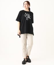OLKFV33059 eur3(エウルキューブ) 【大きいサイズ】フロッキーロゴプリントTシャツ ブラック(94)