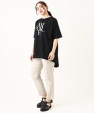 OLKFV33059 eur3(エウルキューブ) 【大きいサイズ】フロッキーロゴプリントTシャツ ブラック(94)