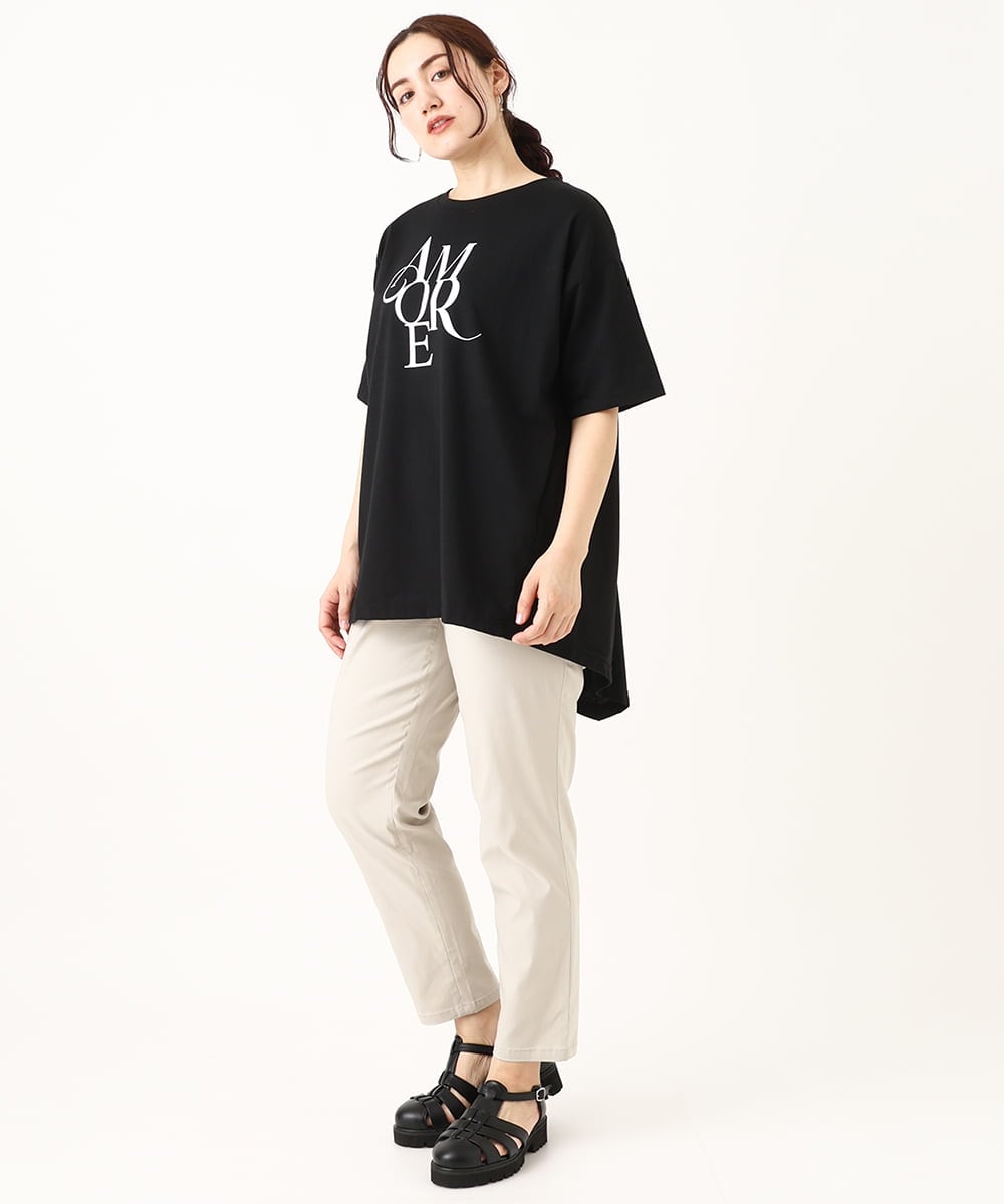 OLKFV33059 eur3(エウルキューブ) 【大きいサイズ】フロッキーロゴプリントTシャツ ブラック(94)