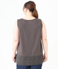 OLKFV35049 eur3(エウルキューブ) 【大きいサイズ】裾レースタンクトップ ダークグレー(93)