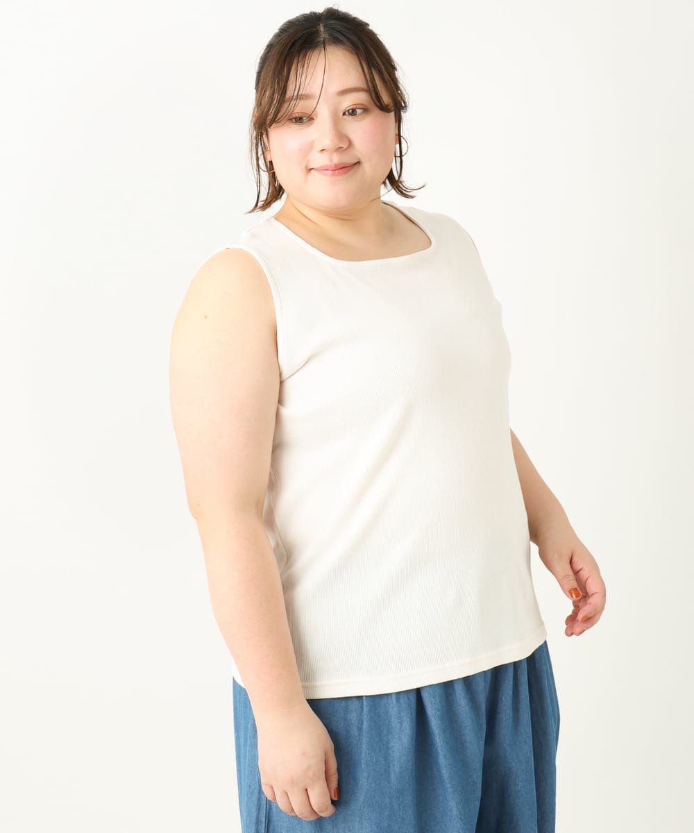 OLKGA08034 eur3(エウルキューブ) 【大きいサイズ】リブタンクトップ ホワイト(90)