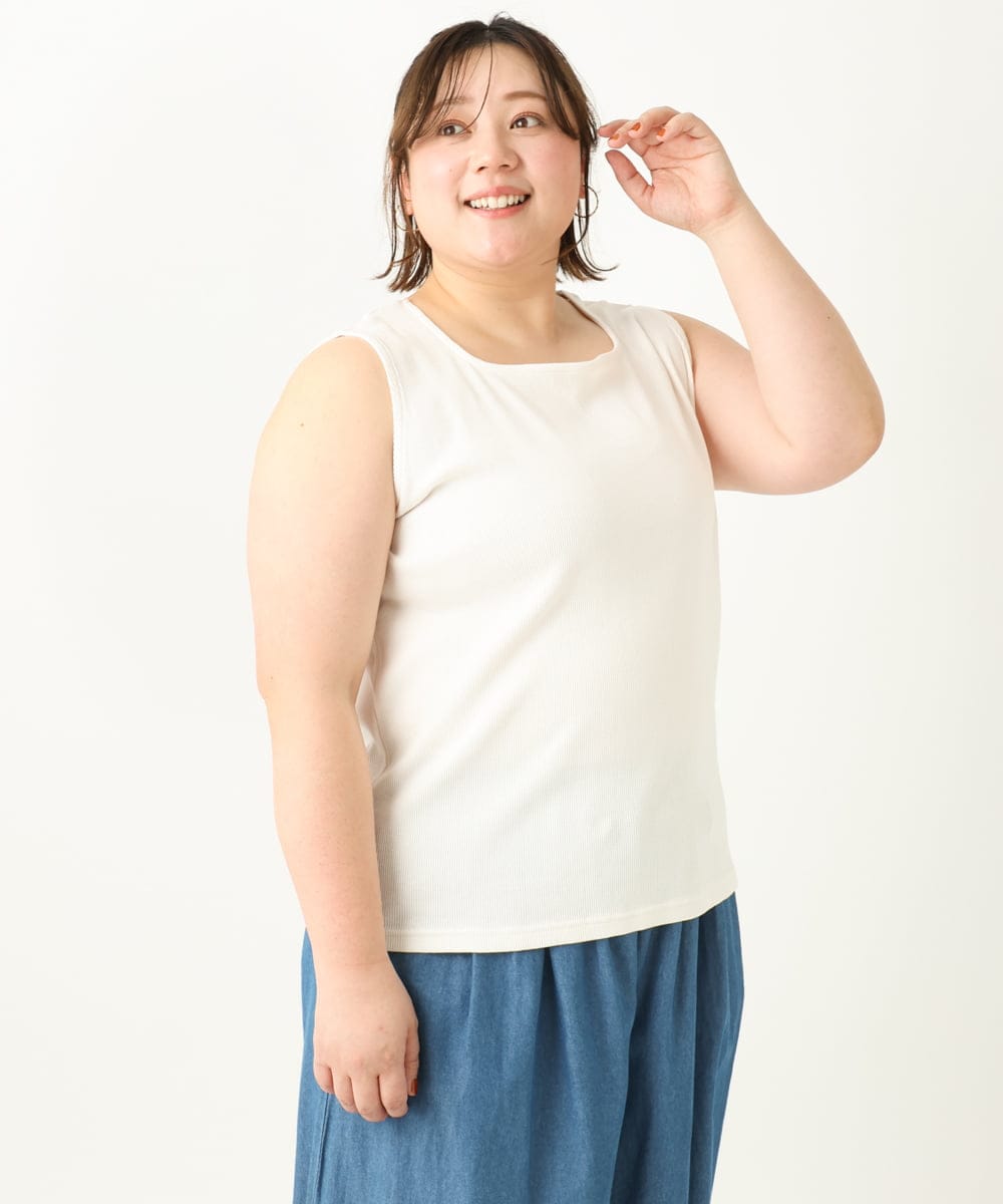 OLKGA08034 eur3(エウルキューブ) 【大きいサイズ】リブタンクトップ ホワイト(90)