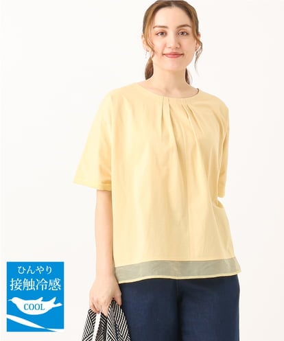 OLKGA20059 eur3 【WEB先行販売】【大きいサイズ/接触冷感】シルケット天竺タックカットソー