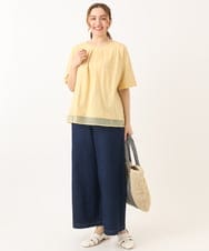 OLKGA20059 eur3(エウルキューブ) 【WEB先行販売】【大きいサイズ/接触冷感】シルケット天竺タックカットソー ライトイエロー(20)