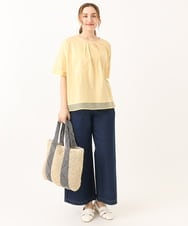 OLKGA20059 eur3(エウルキューブ) 【WEB先行販売】【大きいサイズ/接触冷感】シルケット天竺タックカットソー ライトイエロー(20)