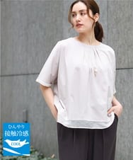 OLKGA20059 eur3(エウルキューブ) 【WEB先行販売】【大きいサイズ/接触冷感】シルケット天竺タックカットソー グレージュ(89)