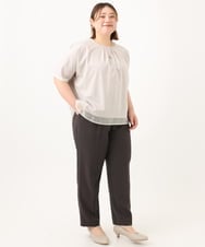 OLKGA20059 eur3(エウルキューブ) 【WEB先行販売】【大きいサイズ/接触冷感】シルケット天竺タックカットソー グレージュ(89)
