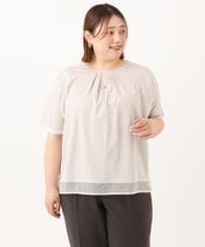 OLKGA20059 eur3(エウルキューブ) 【WEB先行販売】【大きいサイズ/接触冷感】シルケット天竺タックカットソー グレージュ(89)