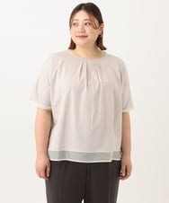 OLKGA20059 eur3(エウルキューブ) 【WEB先行販売】【大きいサイズ/接触冷感】シルケット天竺タックカットソー グレージュ(89)
