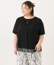 OLKGA20059 eur3(エウルキューブ) 【WEB先行販売】【大きいサイズ/接触冷感】シルケット天竺タックカットソー ブラック(94)