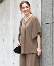 OLKGA21079 eur3(エウルキューブ) 【WEB先行販売】【大きいサイズ/セットアップ対応】接触冷感ジャージーVネックカットソー カーキ(36)