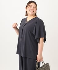 OLKGA21079 eur3(エウルキューブ) 【WEB先行販売】【大きいサイズ/セットアップ対応】接触冷感ジャージーVネックカットソー ダークグレー(93)