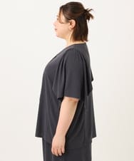 OLKGA21079 eur3(エウルキューブ) 【WEB先行販売】【大きいサイズ/セットアップ対応】接触冷感ジャージーVネックカットソー ダークグレー(93)