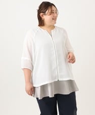 OLKGA22059 eur3(エウルキューブ) 【WEB先行販売】【大きいサイズ】シアーヘムタンクトップ ライトグレー(91)