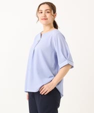 OLKGA23069 eur3(エウルキューブ) 【大きいサイズ】シャンブレーストライプカットソー ライトブルー(50)