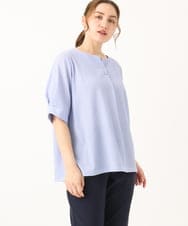 OLKGA23069 eur3(エウルキューブ) 【大きいサイズ】シャンブレーストライプカットソー ライトブルー(50)