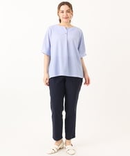 OLKGA23069 eur3(エウルキューブ) 【大きいサイズ】シャンブレーストライプカットソー ライトブルー(50)