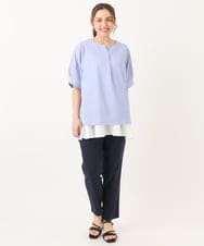 OLKGA23069 eur3(エウルキューブ) 【大きいサイズ】シャンブレーストライプカットソー ライトブルー(50)