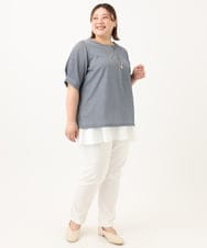 OLKGA23069 eur3(エウルキューブ) 【大きいサイズ】シャンブレーストライプカットソー ネイビー(57)