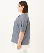 OLKGA23069 eur3(エウルキューブ) 【大きいサイズ】シャンブレーストライプカットソー ネイビー(57)