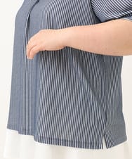 OLKGA23069 eur3(エウルキューブ) 【大きいサイズ】シャンブレーストライプカットソー ネイビー(57)