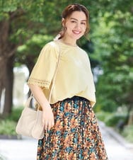 OLKGA24079 eur3(エウルキューブ) 【WEB先行販売】【大きいサイズ/接触冷感】レーシースリーブカットソー ライトイエロー(20)