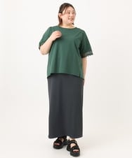 OLKGA24079 eur3(エウルキューブ) 【WEB先行販売】【大きいサイズ/接触冷感】レーシースリーブカットソー グリーン(35)
