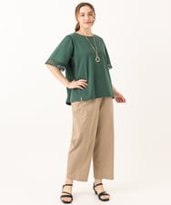 OLKGA24079 eur3(エウルキューブ) 【WEB先行販売】【大きいサイズ/接触冷感】レーシースリーブカットソー グリーン(35)